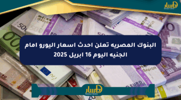 البنوك المصرية تعلن أحدث أسعار اليورو أمام الجنيه اليوم 16 أبريل 2025